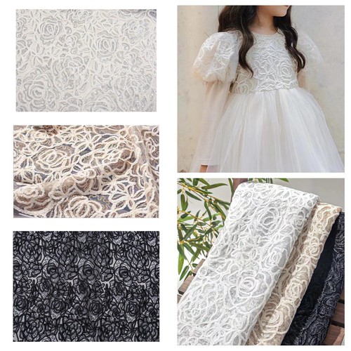 Floral lace fabric material - fabric,
