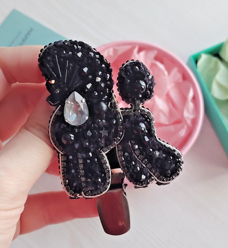 Poodle jewelry brooch beaded