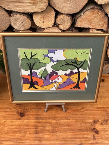 Vintage framed cross stitch - vintage,