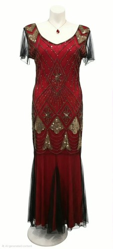 Red sequin flapper dress - red,