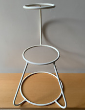 Vtg. Cream Finish Welded Metal Rods, 3 Gradual–sized Ring Cake/Plate/Plant Stand