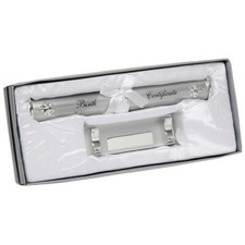 Silver plated Birth Certificate Holder and Stand Christening New Baby Gift Boxed