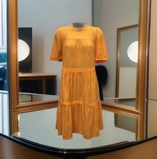 New Next Size 10 Mango Orange Jersey Embroidered Short Summer Dress Holiday