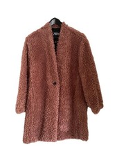 Zara Dusky Pink Teddy Coat, UK