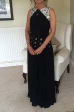 Elegant Black & Cream Designer Evening Gown by Biba hand washable UK 8 