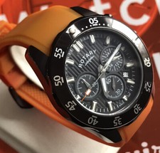 Men's Genuine Rotary Chronograph Diver Designer Watch GS00647/04 Black orange