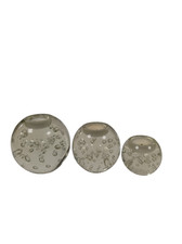 Set of 3 Clear Heavy Glass Bubble Tealight Candle Holders Round Orb Design