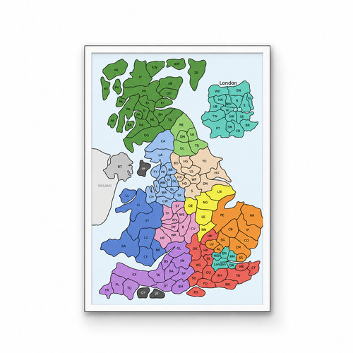 Postcode map united - uk,