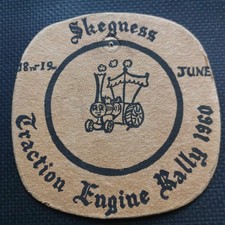 Skegness Traction Engine Rally Beer Mat.  1960.