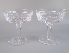 Waterford Crystal Lismore Champagne Coupes Saucers x 2. Cut Glass. 4 1/4" 150ml