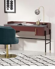 Made.com Lali  Wide Desk, Mid Grey & Mahogany Red  Rrp £599 #8328/11