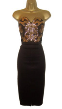 Lipsy Black Gold Bodycon Dress