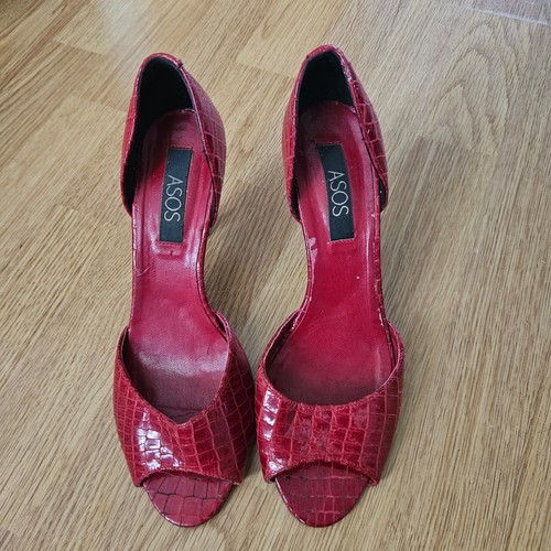 Asos womens red croc effect - red,