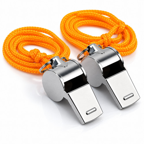 Metal referee whistle with - x,