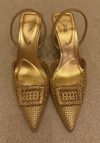 Zara gold woven embellished - woven,