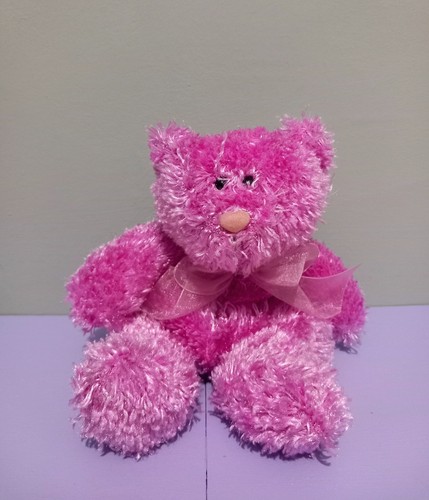 Fluffy small purple teddy bear - small,