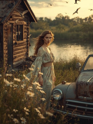 Wood cabin car vintage photo - car,