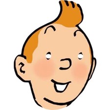 TinTin Cartoon Celebrity Card Face Mask - Ready To Wear - Fancy Dress