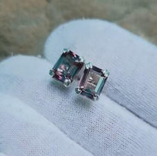 Alexandrite stud earrings, lab