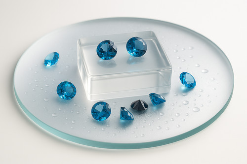 Aqua blue round brilliant cut - blue,