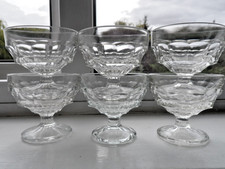 Six  vintage Jacobean  pressed  glass dessert dishes