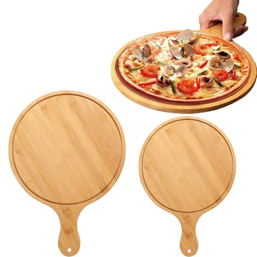 Wooden round pizza paddle - round,