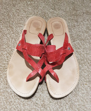 UGG Red Leather Flip Flop Sandals Toe Post  Size UK 5 /  EUR 38   GREAT