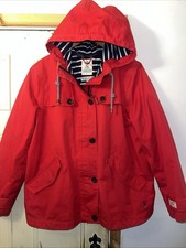 WOMENS JOULES WATERPROOF JACKET SIZE UK 16 RED RAIN MAC COAT HOODED