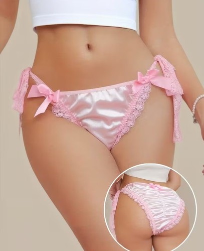 Gorgeous pink satin panties - satin,