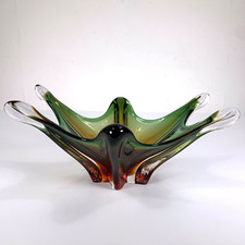 Vintage Murano Cristallo Venezia CCC 60's Sommerso Freeform Centrepiece Bowl MCM