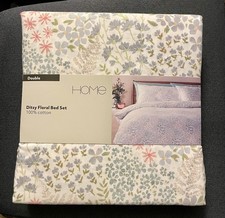 Home 100% Cotton Ditsy Floral Duvet Cover Bedding Set + 2 Pillowcases  - Double