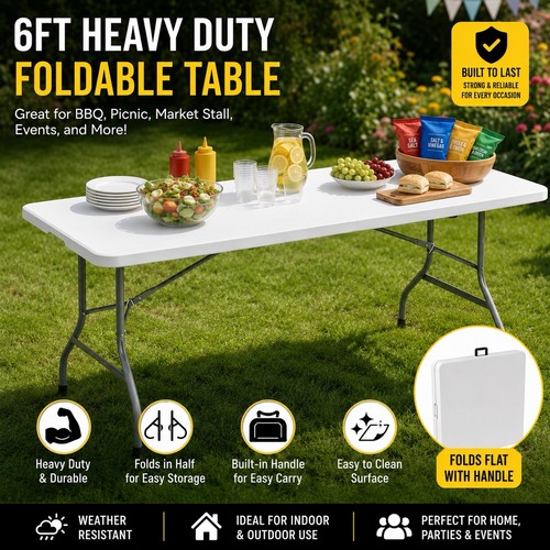 6ft heavy duty plastic folding - heavy,
