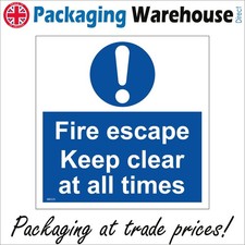 SIGN Fire escape keep clear at