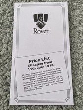 ROVER PRICE LIST - JULY 1979 - 2300 2600 3500 V8S SALOON