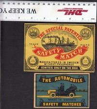 Vintage Swedish Matchbox Labels x2