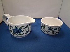 Retro Midwinter Spanish Garden Milk Jug And shallow Sugar Bowl.