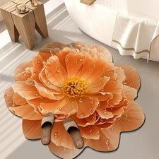 3D Floral Optical Illusion Carpets – Non-Slip Embossed Floral Washable Rugs, 