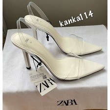 Zara white vinyl heeled sandals size UK4 / 37EU?