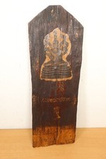 Vintage Thai God Meditating Buddha Wooden Wall Hanging Sepia Print Paste Art 23"