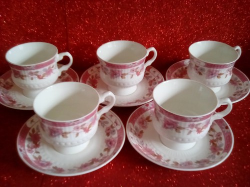 Five vintage pink - floral, bone