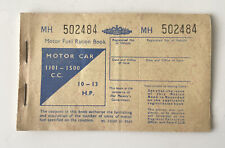 Vintage British Petrol Fuel Ration Book for Motor Car