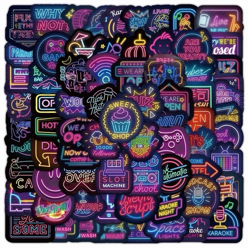 100pcs neon sign stickers bomb - 100pcs,