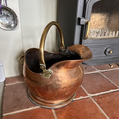 Copper coal scuttle - coal, fireplace