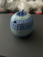 Shelley England Hand-Painted Lidded Pot – Blue Ceramic Jar (Vintage)