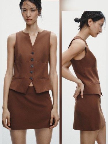 Zara brown waistcoat - zara,