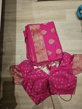 Traditional Indian silk Saree with Matching Unstitched Blouse & Petticoat Set