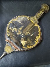 Antique Hand Painted Fireplace Bellows – Wood, Leather & Brass