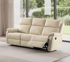 CREAM Italian Leather 3 Seater