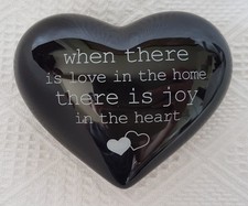 Heart ~ Black ~ Ceramic Ornament ~ When there is love in the home there is joy