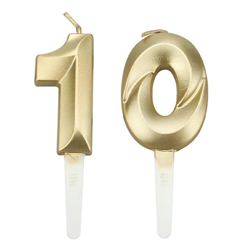 Gold number candle 10th - number, 10
